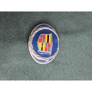 Vintage Cadillac Emblem Blue Enamel Classic Car Belt Buckle Silver-Tone